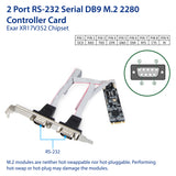 2 Port RS-232 DB9 Serial M.2 B+M Key Controller Card - SI-ADA15069