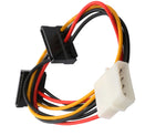 12" Molex to Dual SATA Right Angle Power Cable - SY-CAB40018
