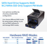 USB 3.2 (10Gbps) Type-C 2 Bay 2.5 Inch and 3.5 Inch SATA Hard Drive + 2 Bay M.2 NMVe Combo External Hard Drive Enclosure - SY-ENC50127