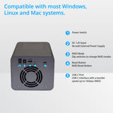 USB 3.2 (10Gbps) Type-C 2 Bay 2.5 Inch and 3.5 Inch SATA Hard Drive + 2 Bay M.2 NMVe Combo External Hard Drive Enclosure - SY-ENC50127