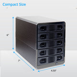 5 Bay USB 3.2 Type-C 10Gbps Daisy-Chain Hard Drive Enclosure DAS, Support 120TB (5x 24TB) 2.5" & 3.5" SATA HDD/SSD - SY-ENC50128