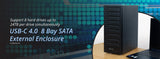 USB 4.0 (40Gbps) Type-C 8 Bay 2.5 Inch and 3.5 Inch SATA Hard Drive External Hard Drive Enclosure - SY-ENC50129