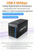 USB 4.0 (40Gbps) Type-C 4 Bay 2.5 Inch and 3.5 Inch SATA Hard Drive + 1 Bay M.2 NMVe Combo External Hard Drive Enclosure image 5