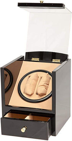 Novalife Watch Winder Winds 2 Stores 4 Watches with Cabinet Storage Display Box