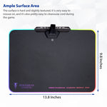 Large RGB LED Gaming Mouse Pad Hard Micro Texture Surface -7 Light Up Modes - Mouse Bungee Cable Manager Holder Attachment - PC; Mac; Linux