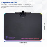 Large RGB LED Gaming Mouse Pad Hard Micro Texture Surface -7 Light Up Modes - Mouse Bungee Cable Manager Holder Attachment - PC; Mac; Linux