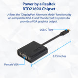 USB Type-C to VGA Adapter. Support Resolution up to 1080p. Bus-Powered. Fully Plug-n-Play. Thunderbolt 3 - SD-ADA20227