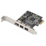 Low Profile PCI-Express Firewire Card with Two 1394b Ports and One 1394a Port (2B1A), TI Chipset, Extra Regular Bracket SD-PEX30009