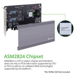 Refurbished Dual M.2 NVMe Ports to PCIe 3.0 x16 Bifurcation Riser Controller - Support Non-Bifurcation Motherboard