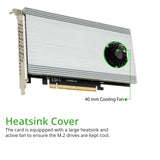 Quad M.2 NVMe Ports to PCIe 3.0 x16 Bifurcation Riser Controller - Support Non-BiFurcation Motherboard