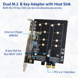 Dual M.2 B-Key PCI-e 3.0 x1 Adapter with Heatsink