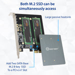 Dual M.2 B-Key PCI-e 3.0 x1 Adapter with Heatsink