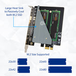 Dual M.2 B-Key PCI-e 3.0 x1 Adapter with Heatsink