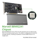 Dual M.2 NVMe Ports RAID to PCIe 3.0 x16 Interface ( x8 Bandwidth)