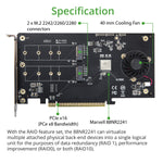 Dual M.2 NVMe Ports RAID to PCIe 3.0 x16 Interface ( x8 Bandwidth)