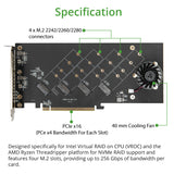 Quad M.2 PCIe 4.0 x4 PCIe x16 Expansion Card Intel VROC and AMD Ryzen Threadripper NVMe Raid