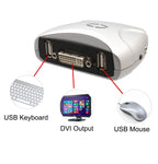 DVI KVM 2x1 Switch 3.9 ft Cables Supports USB 2.0 Device Control up to 2 Computers and Audio / Microphone 3.5mm Jack