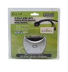 DVI KVM 2x1 Switch 3.9 ft Cables Supports USB 2.0 Device Control up to 2 Computers and Audio / Microphone 3.5mm Jack