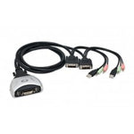 DVI KVM 2x1 Switch 3.9 ft Cables Supports USB 2.0 Device Control up to 2 Computers and Audio / Microphone 3.5mm Jack