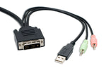 DVI KVM 2x1 Switch 3.9 ft Cables Supports USB 2.0 Device Control up to 2 Computers and Audio / Microphone 3.5mm Jack