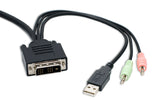 DVI KVM 2x1 Switch 3.9 ft Cables Supports USB 2.0 Device Control up to 2 Computers and Audio / Microphone 3.5mm Jack