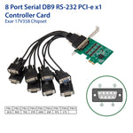 8 Port DB9 Serial RS-232 PCI-e x1 Card