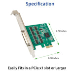 8 Port DB9 Serial RS-232 PCI-e x1 Card